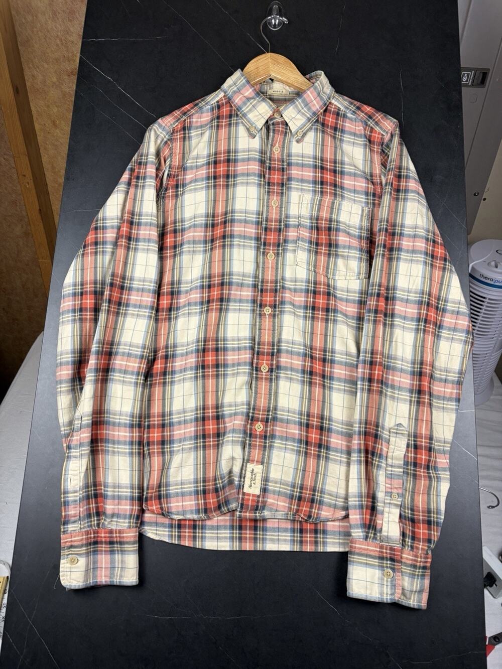 Abercrombie & Fitch Shirt Men’s XL Muscle Fit Plaid Cotton Button Down Preppy